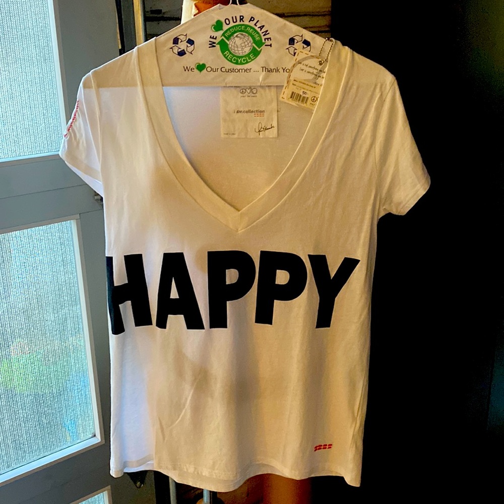 Happy v neck tee
